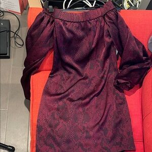 Guess Burgundy Long Sleeve Dress